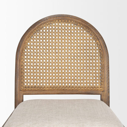 Mercana - Elle Rounded Caneback Medium Brown Wood W/ Oatmeal Fabric Counter Stool - 70412 view 7