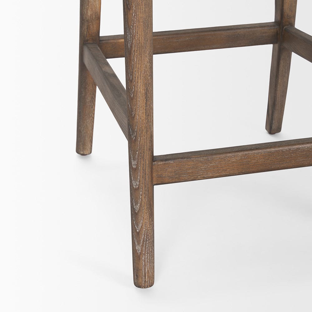 Mercana - Elle Rounded Caneback Medium Brown Wood W/ Oatmeal Fabric Counter Stool - 70412 view 10