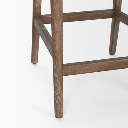 Mercana - Elle Rounded Caneback Medium Brown Wood W/ Oatmeal Fabric Counter Stool - 70412 view 10