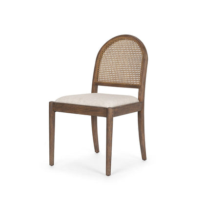 Mercana - Elle Rounded Caneback Medium Brown Wood W/ Oatmeal Fabric Dining Chair (Set of 2) - 70411 view 1