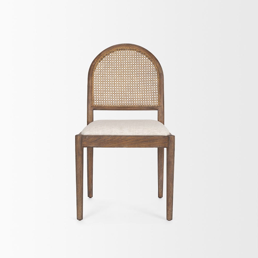 Mercana - Elle Rounded Caneback Medium Brown Wood W/ Oatmeal Fabric Dining Chair (Set of 2) - 70411 view 2