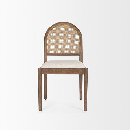 Mercana - Elle Rounded Caneback Medium Brown Wood W/ Oatmeal Fabric Dining Chair (Set of 2) - 70411 view 2