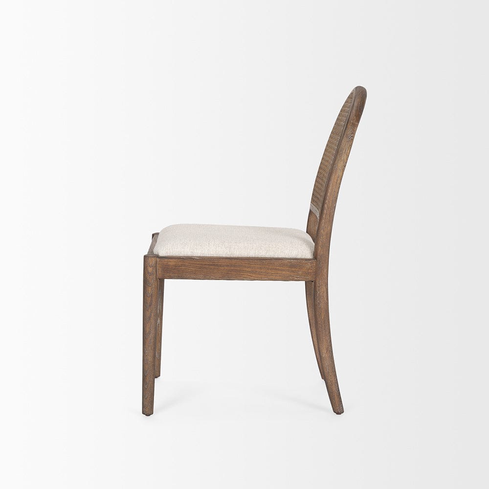 Mercana - Elle Rounded Caneback Medium Brown Wood W/ Oatmeal Fabric Dining Chair (Set of 2) - 70411 view 3