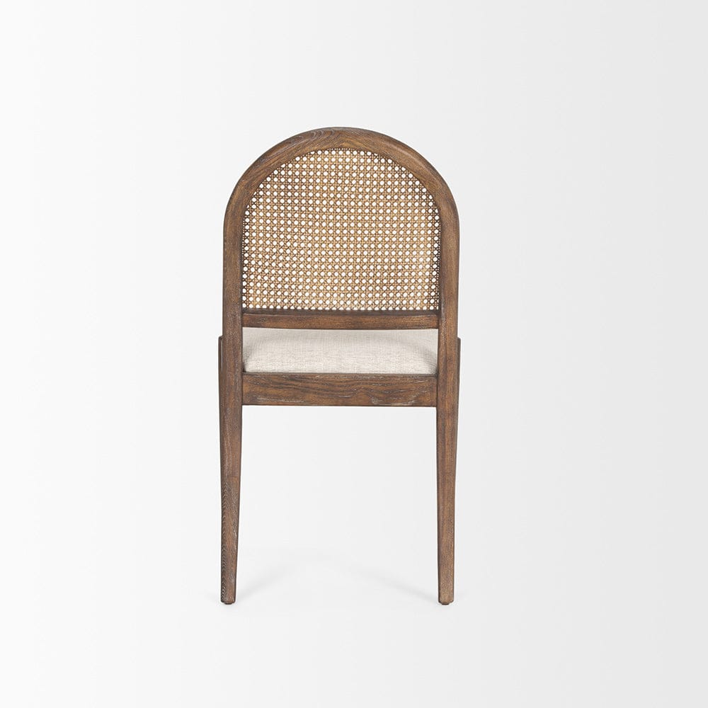 Mercana - Elle Rounded Caneback Medium Brown Wood W/ Oatmeal Fabric Dining Chair (Set of 2) - 70411 view 4