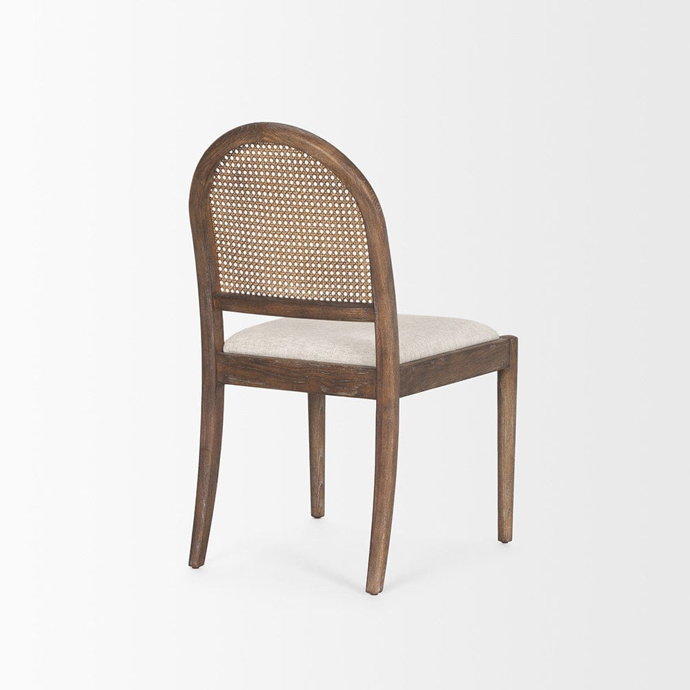 Mercana - Elle Rounded Caneback Medium Brown Wood W/ Oatmeal Fabric Dining Chair (Set of 2) - 70411 view 5