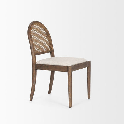 Mercana - Elle Rounded Caneback Medium Brown Wood W/ Oatmeal Fabric Dining Chair (Set of 2) - 70411 view 6