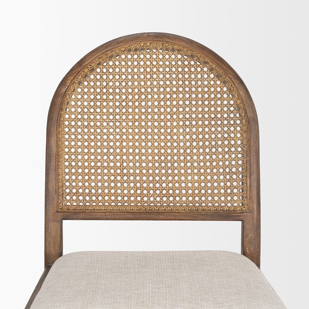 Mercana - Elle Rounded Caneback Medium Brown Wood W/ Oatmeal Fabric Dining Chair (Set of 2) - 70411 view 7