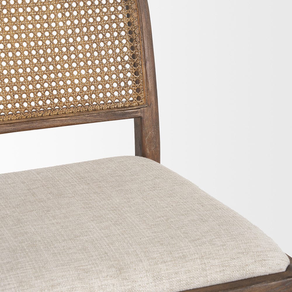 Mercana - Elle Rounded Caneback Medium Brown Wood W/ Oatmeal Fabric Dining Chair (Set of 2) - 70411 view 8