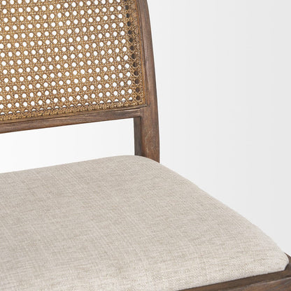 Mercana - Elle Rounded Caneback Medium Brown Wood W/ Oatmeal Fabric Dining Chair (Set of 2) - 70411 view 8