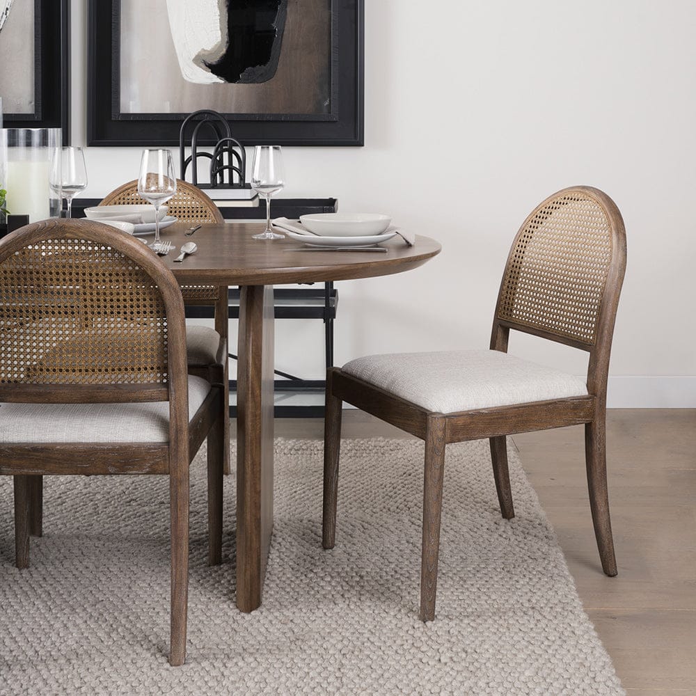 Mercana - Elle Rounded Caneback Medium Brown Wood W/ Oatmeal Fabric Dining Chair (Set of 2) - 70411 view 13