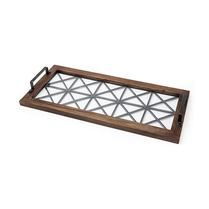 Mercana - Ellingson 28L x 13W Black Rectangular Metal Glass Wood Bottom Tray - 67236 view 1