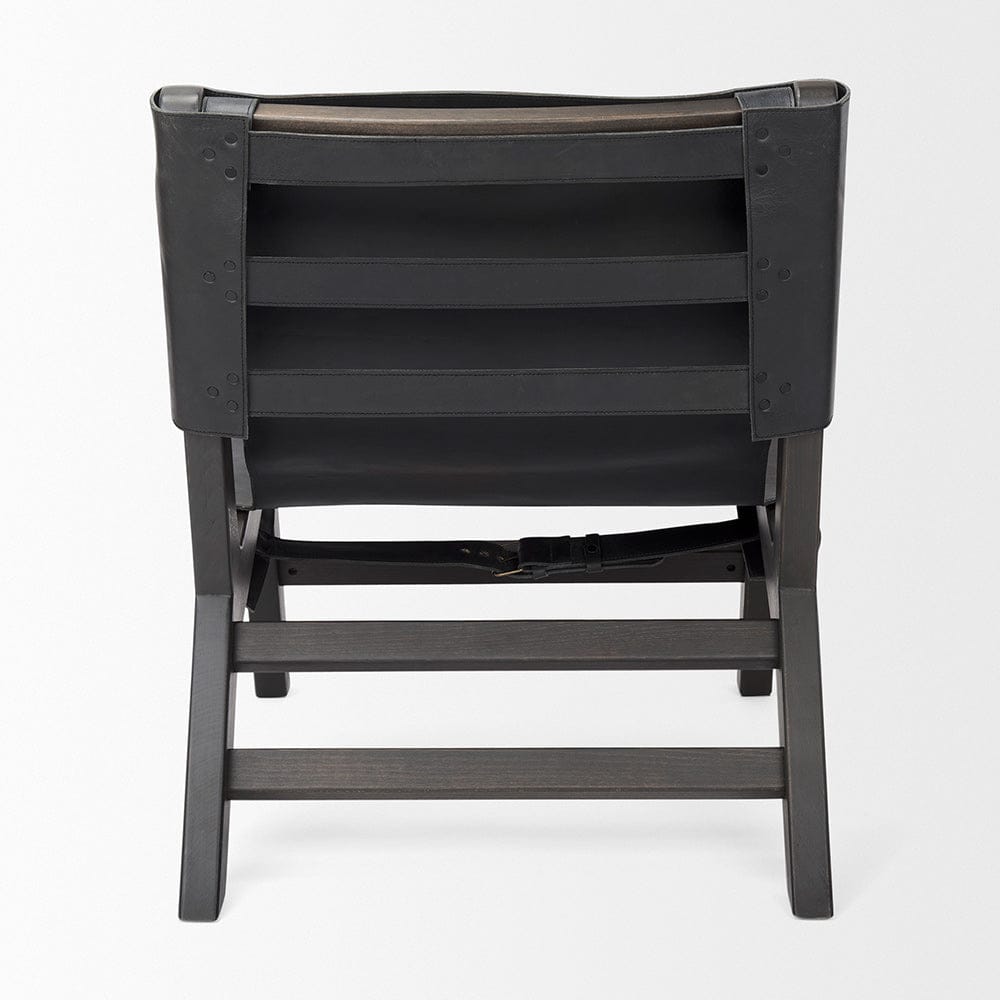 Mercana - Elodie 24.4L x 33.9W x 30.7H Black Leather W/Black Stain Beech Wood Frame Accent Chair - 69628 view 4