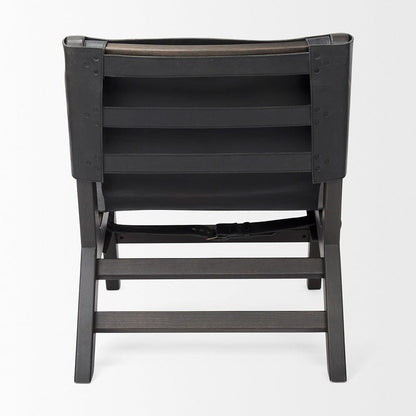 Mercana - Elodie 24.4L x 33.9W x 30.7H Black Leather W/Black Stain Beech Wood Frame Accent Chair - 69628 view 4