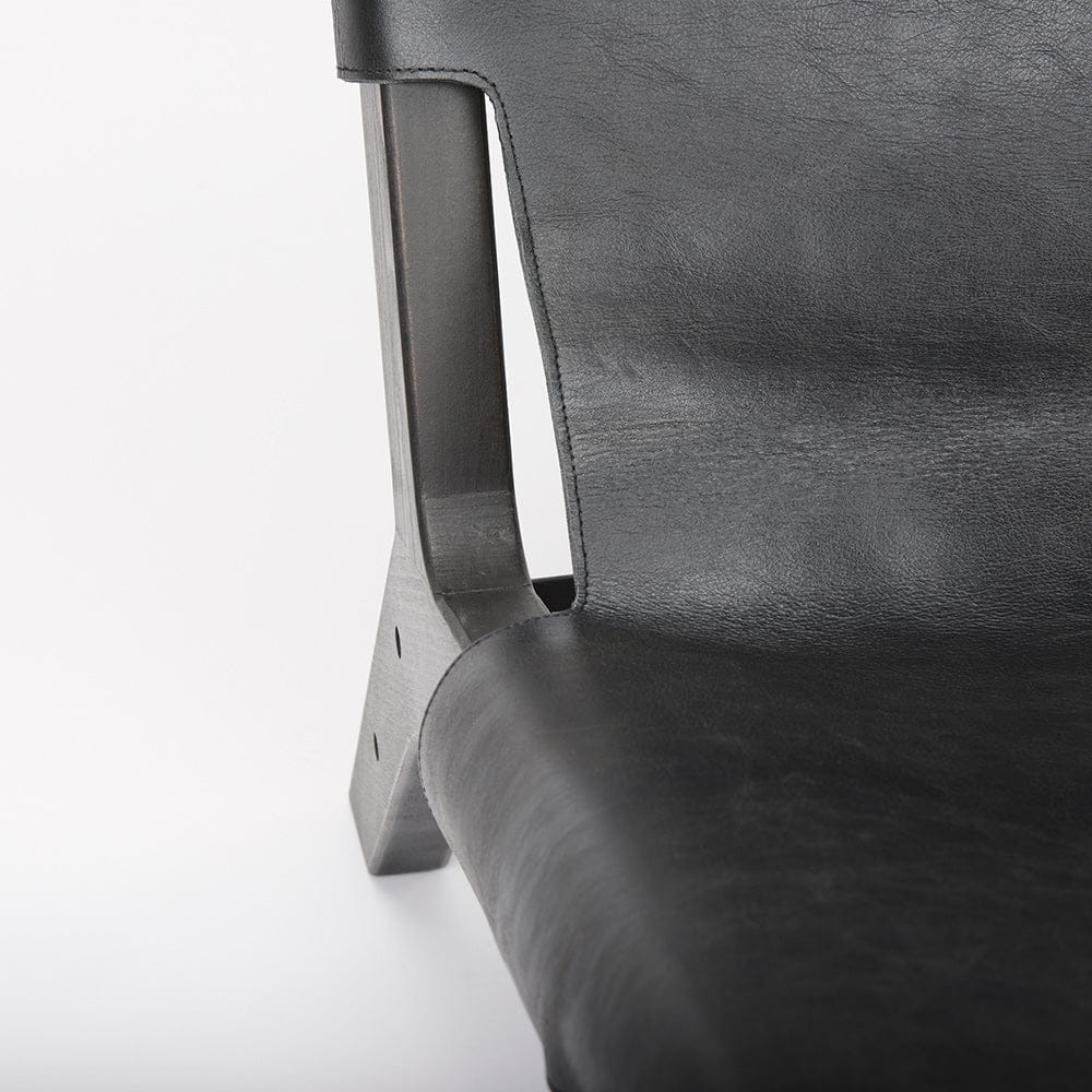 Mercana - Elodie 24.4L x 33.9W x 30.7H Black Leather W/Black Stain Beech Wood Frame Accent Chair - 69628 view 7