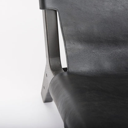 Mercana - Elodie 24.4L x 33.9W x 30.7H Black Leather W/Black Stain Beech Wood Frame Accent Chair - 69628 view 7
