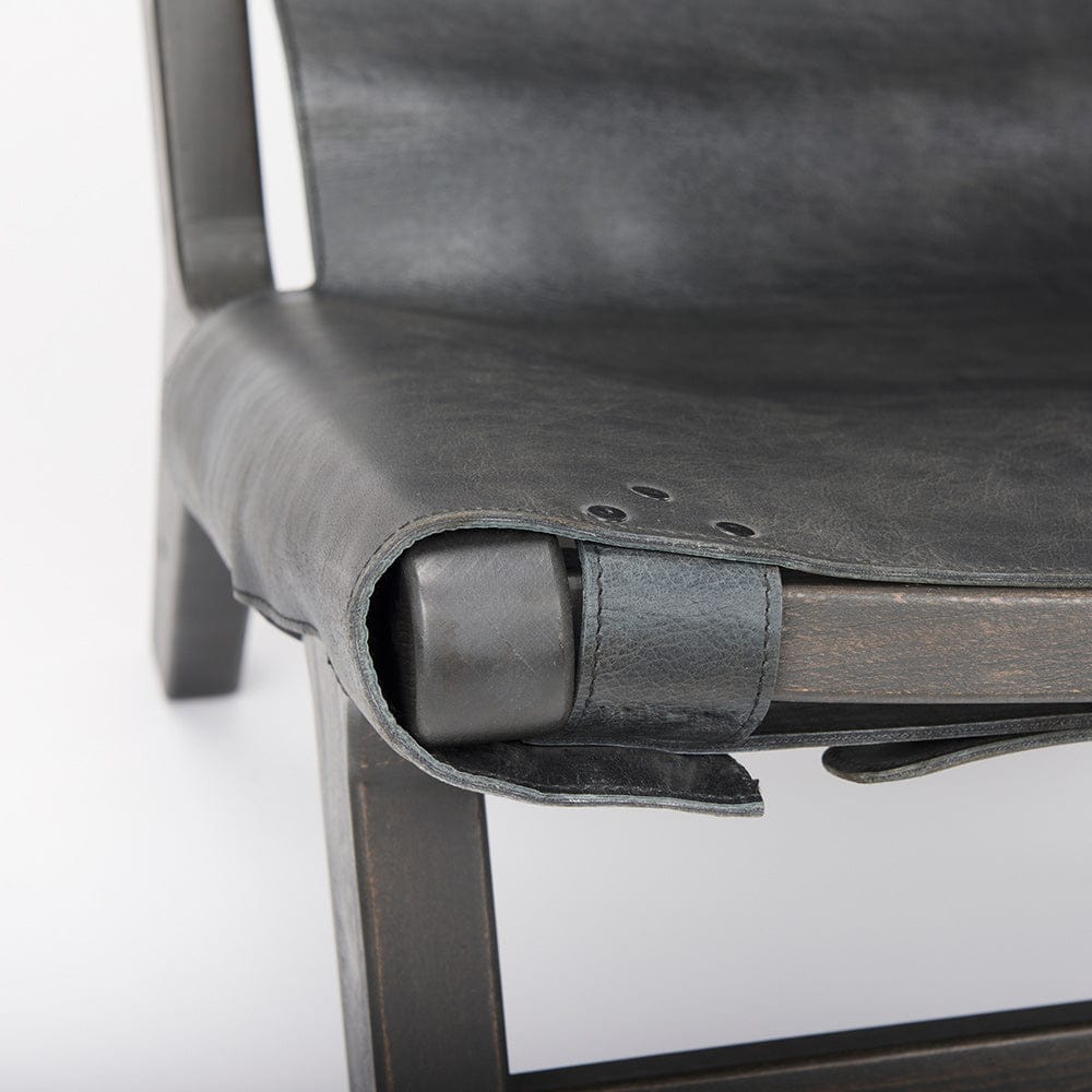 Mercana - Elodie 24.4L x 33.9W x 30.7H Black Leather W/Black Stain Beech Wood Frame Accent Chair - 69628 view 8