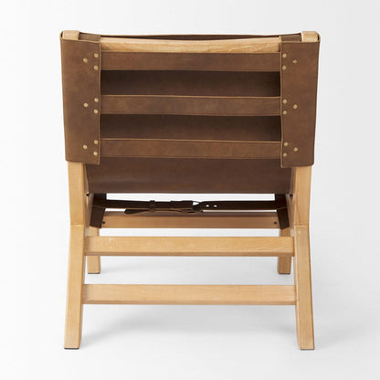 Mercana - Elodie 24.4L x 33.9W x 30.7H Brown Leather W/Natural Beech Wood Frame Accent Chair - 69627 view 4