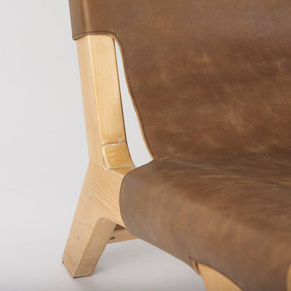 Mercana - Elodie 24.4L x 33.9W x 30.7H Brown Leather W/Natural Beech Wood Frame Accent Chair - 69627 view 8