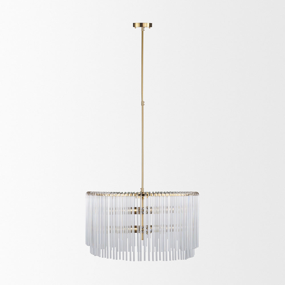 Mercana - Elsa 26"x14" Clear Glass and Gold Metal Frame Six Bulb Chandelier - 67139 view 2