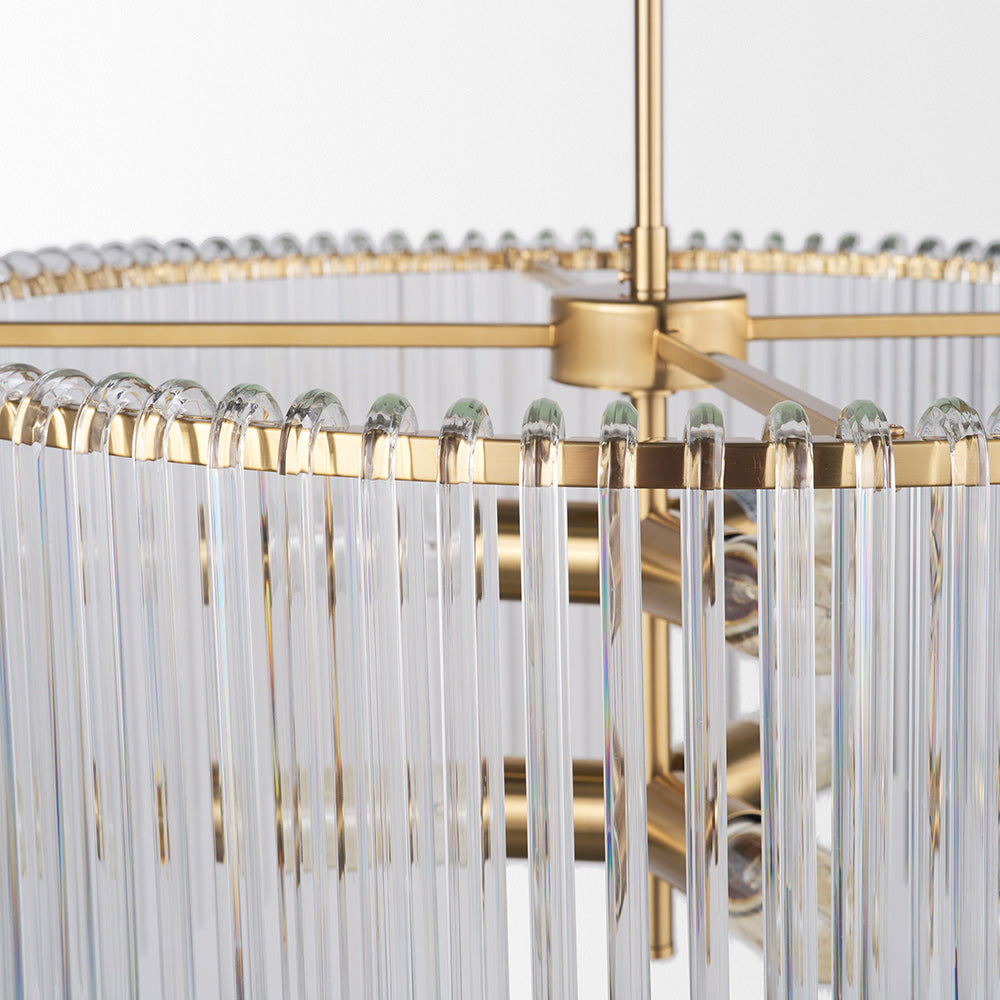 Mercana - Elsa 26"x14" Clear Glass and Gold Metal Frame Six Bulb Chandelier - 67139 view 3