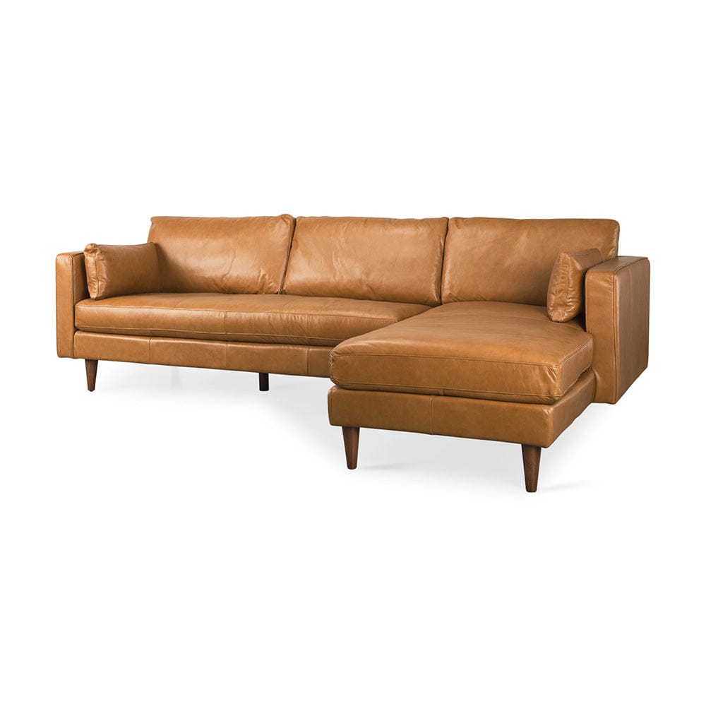 Mercana - Elton 111.4L x 68.1W x 34.3H Tan Leather Right Chaise Sectional - 69696-AB view 1