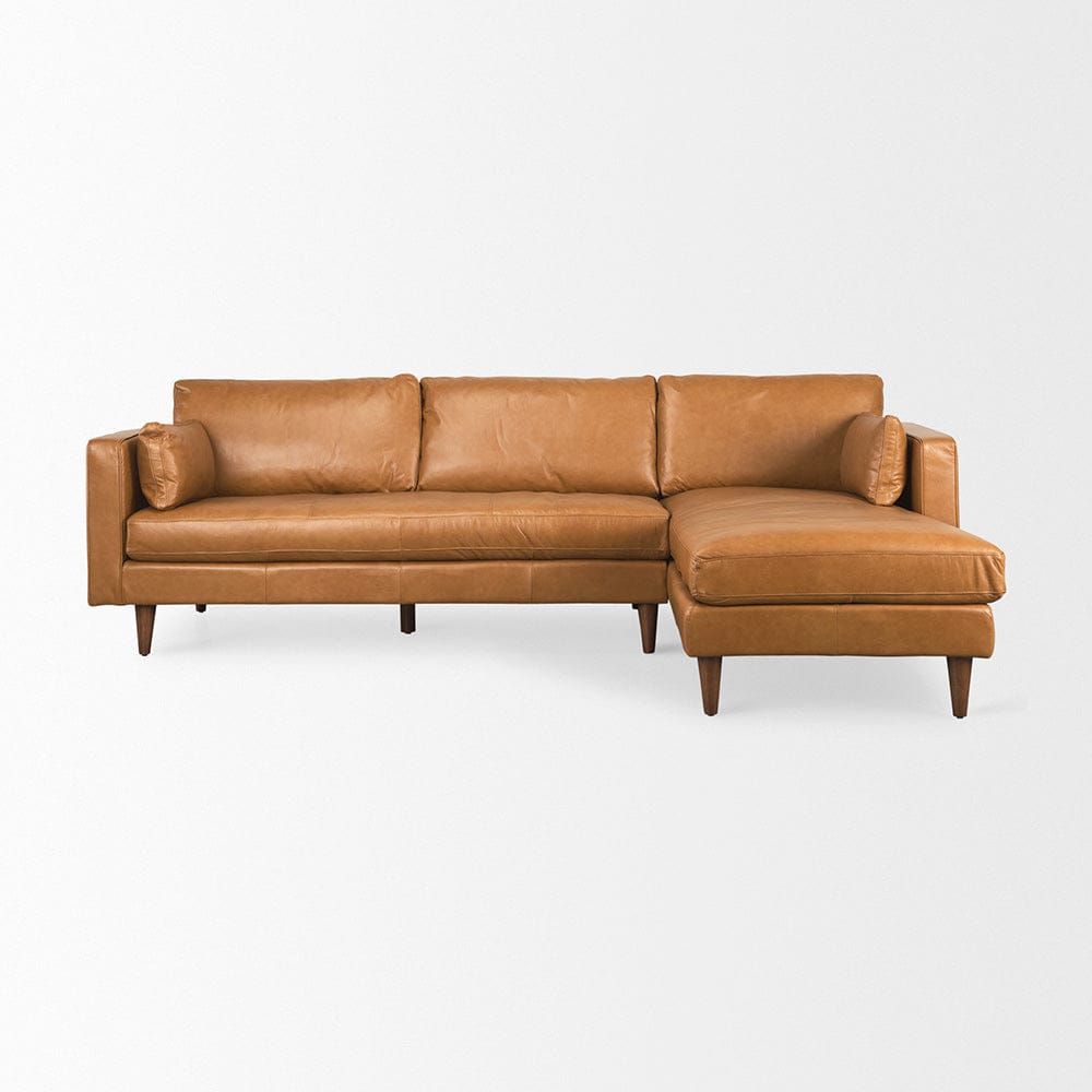 Mercana - Elton 111.4L x 68.1W x 34.3H Tan Leather Right Chaise Sectional - 69696-AB view 2
