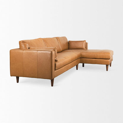 Mercana - Elton 111.4L x 68.1W x 34.3H Tan Leather Right Chaise Sectional - 69696-AB view 5