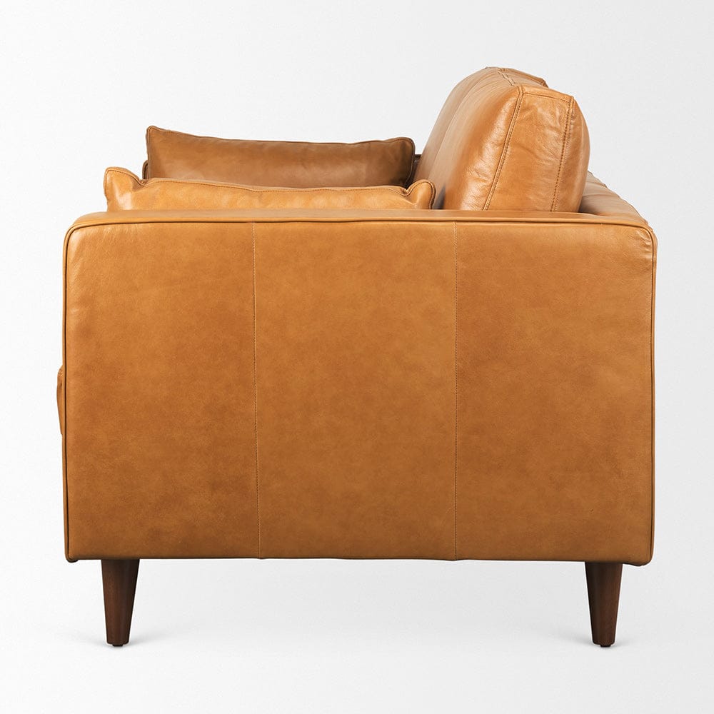 Mercana - Elton 65.0L x 37.8W x 34.6H Tan Leather Love Seat Sofa - 69698 view 3