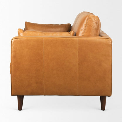 Mercana - Elton 65.0L x 37.8W x 34.6H Tan Leather Love Seat Sofa - 69698 view 3