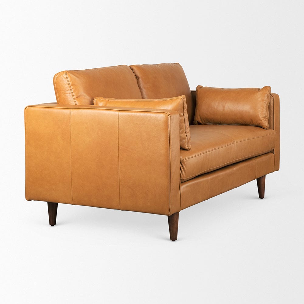 Mercana - Elton 65.0L x 37.8W x 34.6H Tan Leather Love Seat Sofa - 69698 view 5