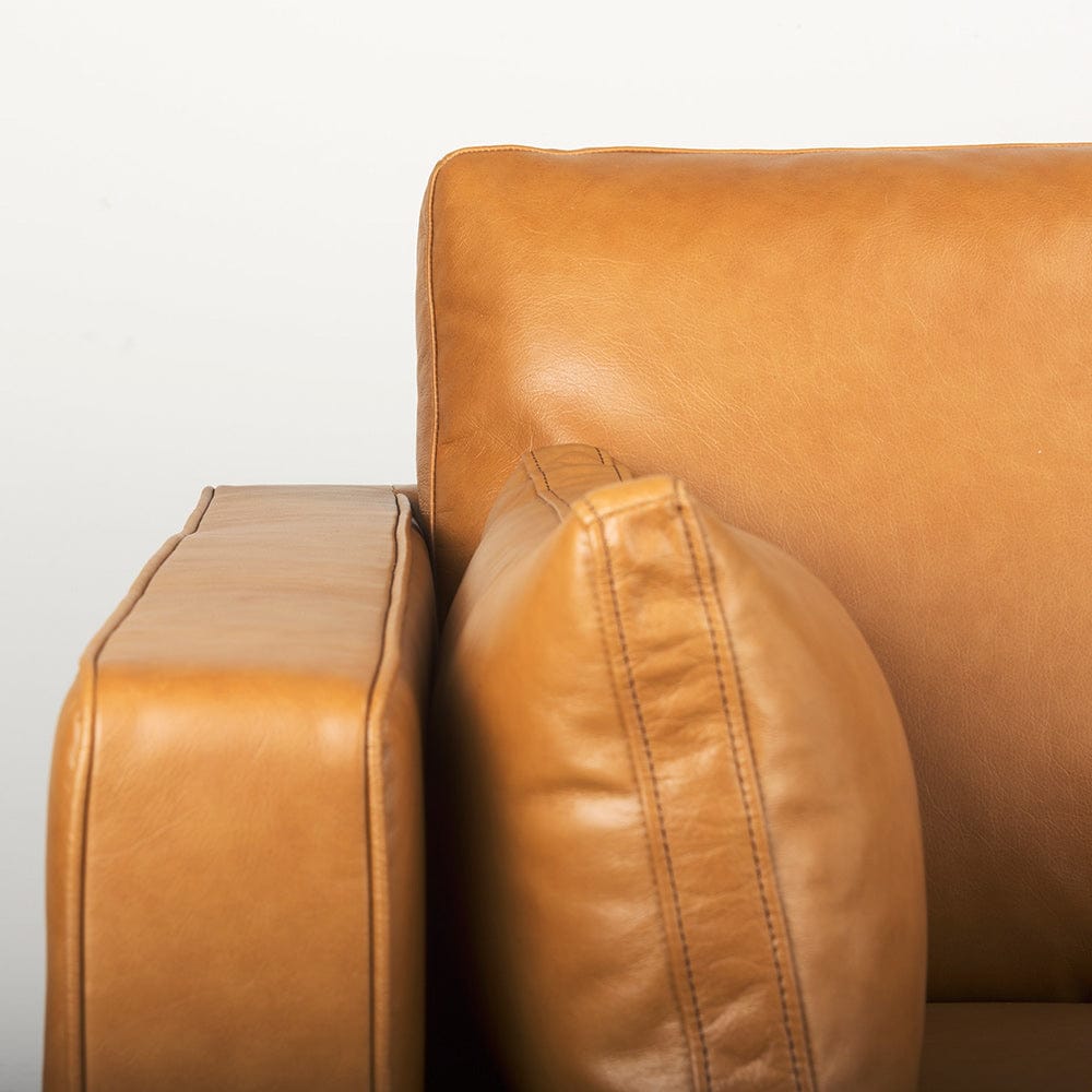 Mercana - Elton 65.0L x 37.8W x 34.6H Tan Leather Love Seat Sofa - 69698 view 6