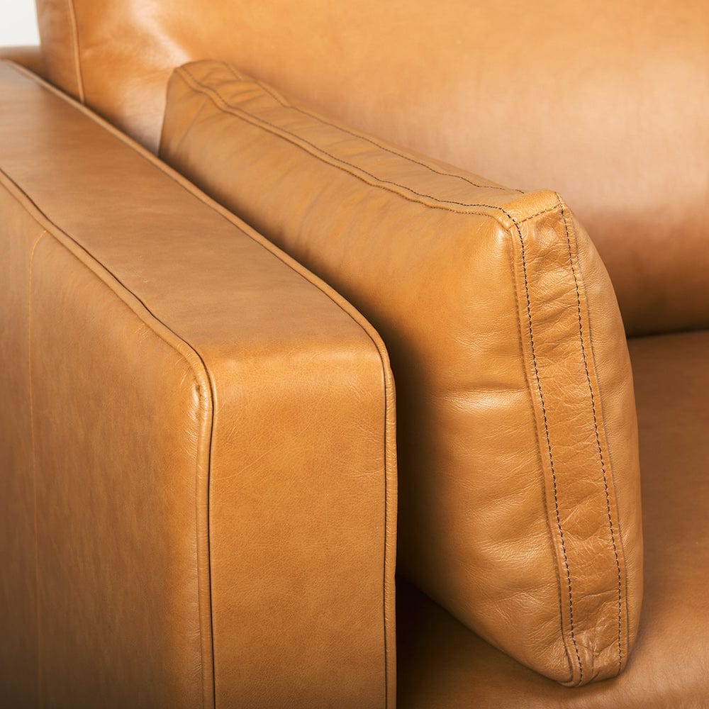 Mercana - Elton 65.0L x 37.8W x 34.6H Tan Leather Love Seat Sofa - 69698 view 7
