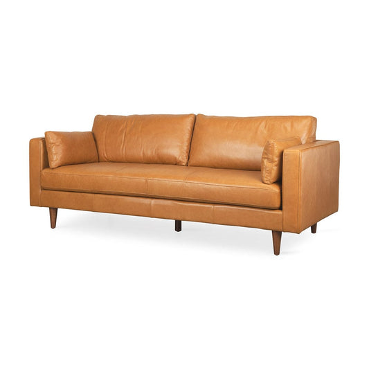 Mercana - Elton 87.8L x 37.8W x 34.6H Tan Leather Sofa - 69699 view 1