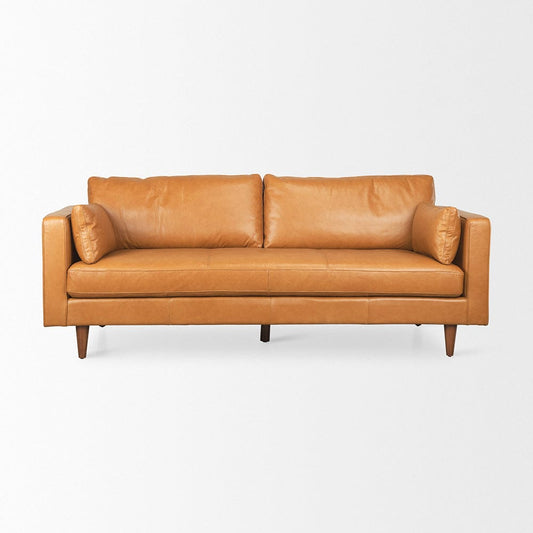 Mercana - Elton 87.8L x 37.8W x 34.6H Tan Leather Sofa - 69699 view 2