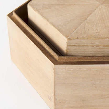 Mercana - Elyse 14L x 12W Brown Wooden Hexagonal Boxes (Set of 2) - 68540 view 8