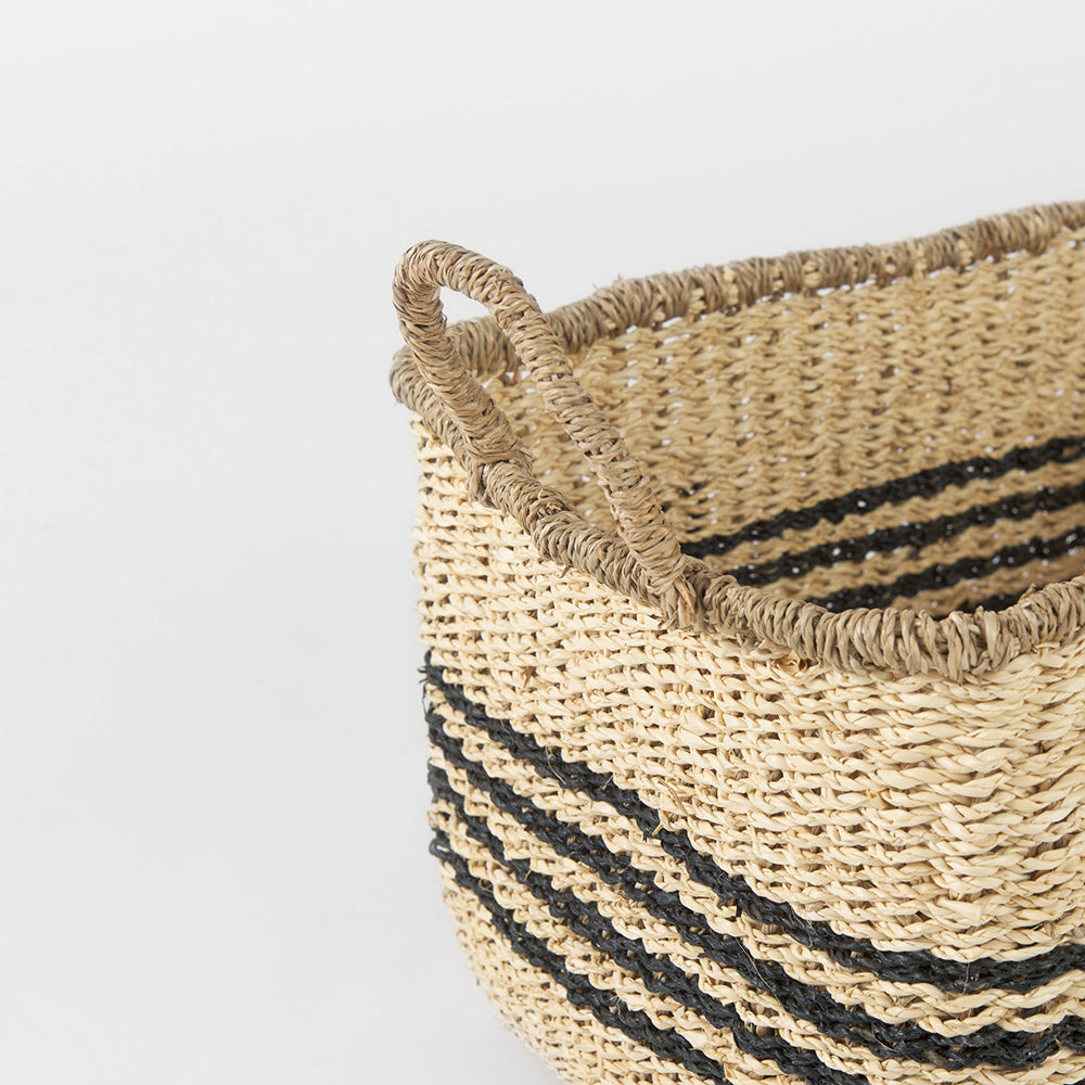 Mercana - Emma 17.3L x 13.0W x 11.0H Light Brown Seagrass Rectangular Basket W/ Black Stripes (Set of 2) - 69590 view 3