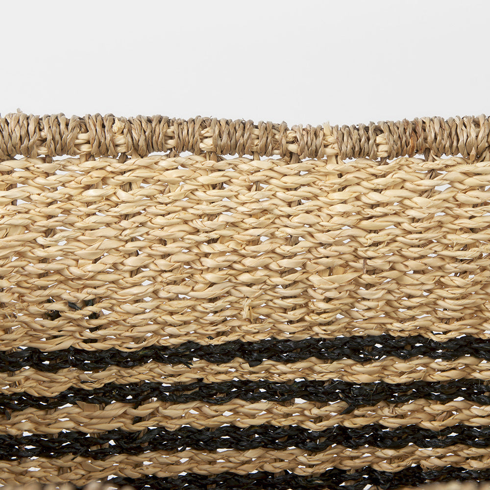 Mercana - Emma 17.3L x 13.0W x 11.0H Light Brown Seagrass Rectangular Basket W/ Black Stripes (Set of 2) - 69590 view 5