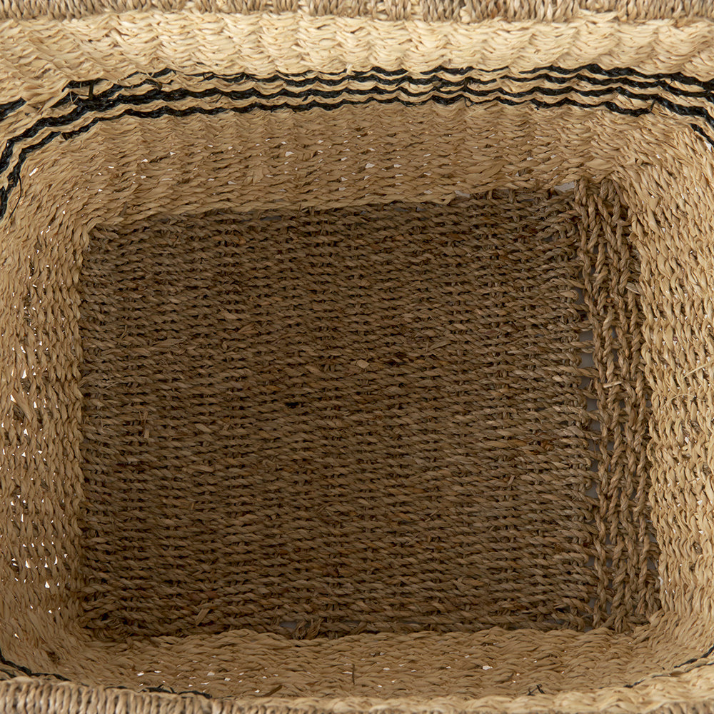 Mercana - Emma 17.3L x 13.0W x 11.0H Light Brown Seagrass Rectangular Basket W/ Black Stripes (Set of 2) - 69590 view 6
