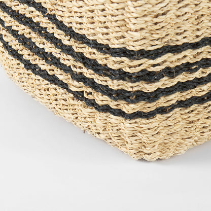 Mercana - Emma 17.3L x 13.0W x 11.0H Light Brown Seagrass Rectangular Basket W/ Black Stripes (Set of 2) - 69590 view 7