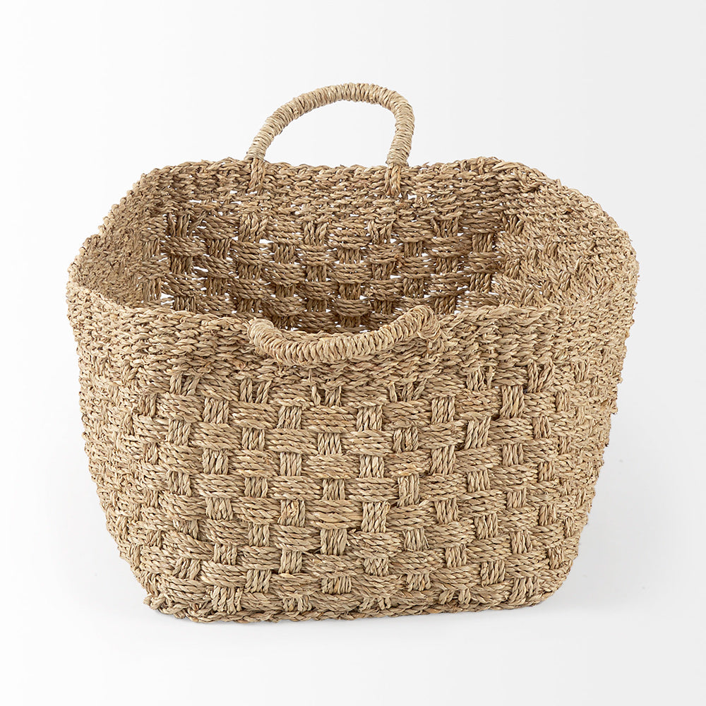Mercana - Emra 17.3L x 11.8W x 7.9H Light Brown Seagrass Rectangular Basket W/ Handles (Set of 3) - 69588 view 3