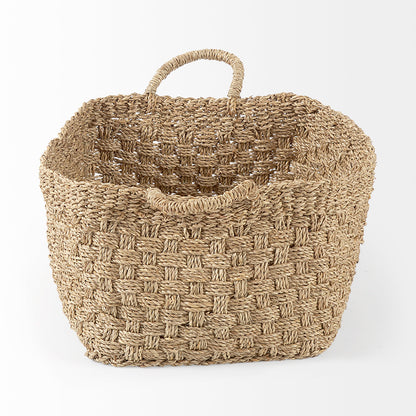 Mercana - Emra 17.3L x 11.8W x 7.9H Light Brown Seagrass Rectangular Basket W/ Handles (Set of 3) - 69588 view 3