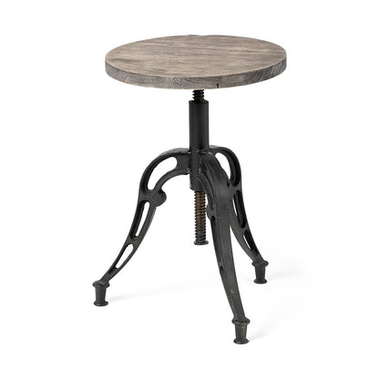 Mercana - Emslie I 19"-25" Brown Wood Seat Black Metal Frame Stool - 50446 view 1