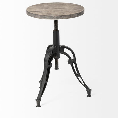Mercana - Emslie I 19"-25" Brown Wood Seat Black Metal Frame Stool - 50446 view 2