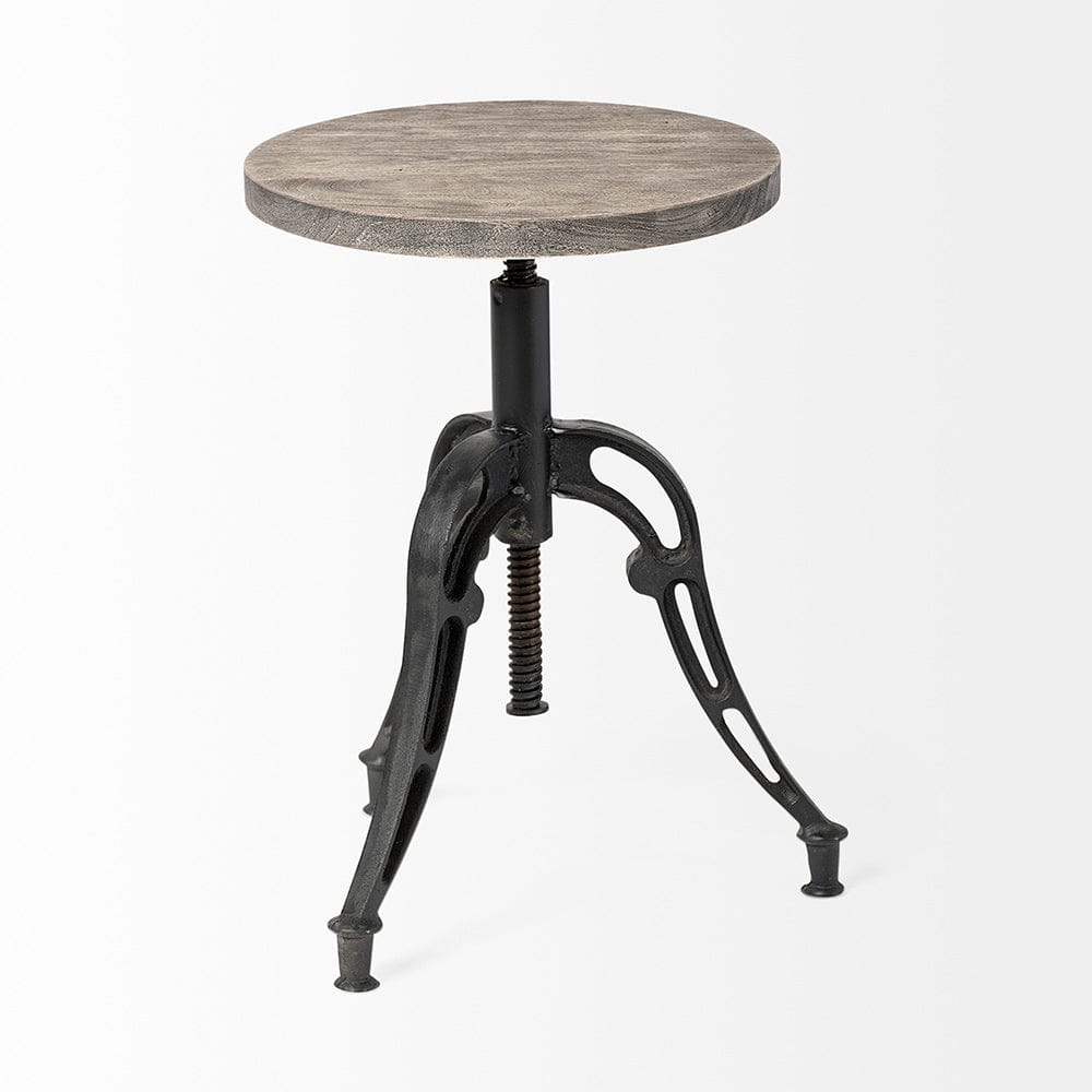Mercana - Emslie I 19"-25" Brown Wood Seat Black Metal Frame Stool - 50446 view 3