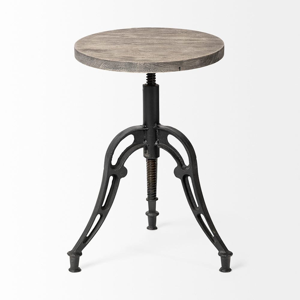 Mercana - Emslie I 19"-25" Brown Wood Seat Black Metal Frame Stool - 50446 view 4