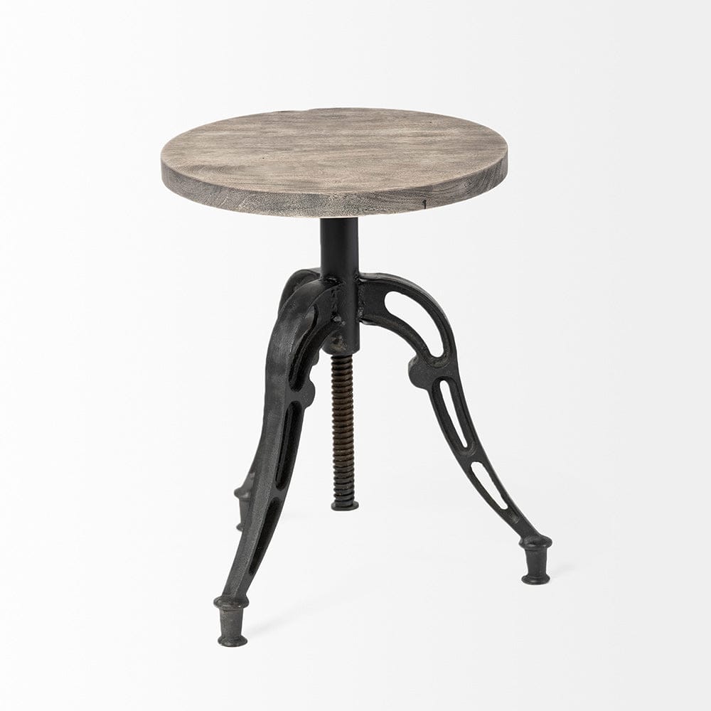 Mercana - Emslie I 19"-25" Brown Wood Seat Black Metal Frame Stool - 50446 view 5