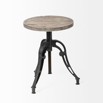 Mercana - Emslie I 19"-25" Brown Wood Seat Black Metal Frame Stool - 50446 view 5