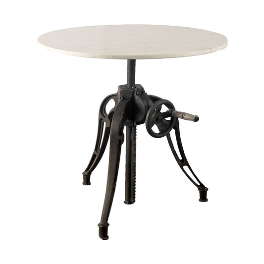Mercana - Emslie III 30" Round White Marble Top Black Metal Base Dining Table - 67504-AB view 1