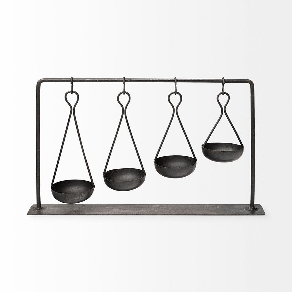Mercana - Enos 19L x 3W Black Metal 4 Bowl Ancient Spice Market Decorative Display - 68857 view 3