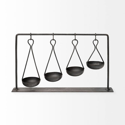 Mercana - Enos 19L x 3W Black Metal 4 Bowl Ancient Spice Market Decorative Display - 68857 view 3